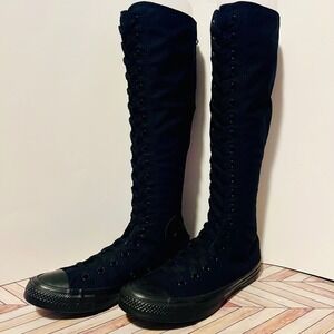 Converse CTAS XXHi Knee High M 5.5 W 7 Triple Black Sneakers A12325C Mono Zipper